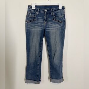 Rock & Republic Women's Blue Cropped Jeans with Zip Pocket Y2K Mid Rise Size 2